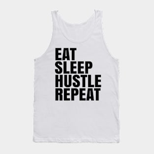 EAT SLEEP HUSTLE White Print Tank Top